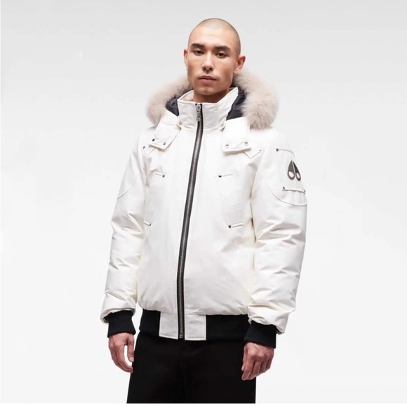 Moose Knuckles Men's Ballistic Hooded Full Zip Bomber Jacket